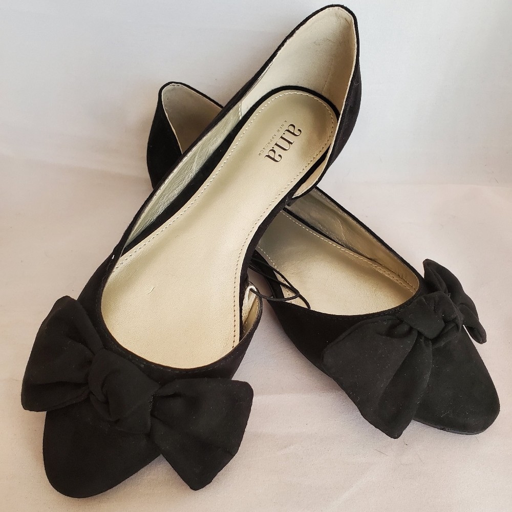 New A.N.A. Black Ballet Flats With Bow